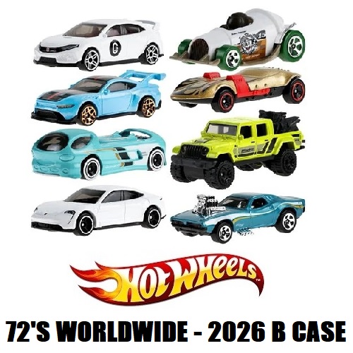 MHWC4982-99NB - LATEST X72 HOTWHEELS BASIC 2026 WORLDWIDE ASSORTMENT OF 72 WAVE 2
