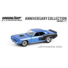 GL28160-D - 1/64 ANNIVERSARY COLLECTION SERIES 17 - 1971 PLYMOUTH 'CUDA 440 6BBL SHAKER - B5 BLUE - 'CUDA 60TH ANNIVERSARY