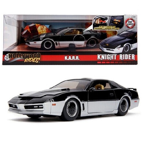 JAD31115 - 1/24 1982 PONTIAC FIREBIRD KNIGHTRIDER K.A.R.R WITH WORKING LIGHTS BLACK AND SILVER