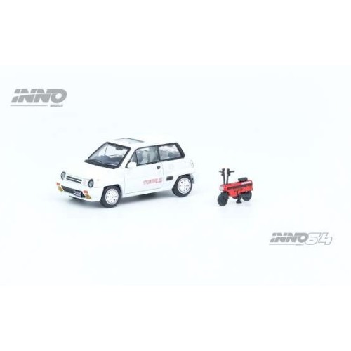 IN64CITYIIWHI - 1/64 1984 HONDA CITY TURBO II, WHITE VERSION WITH RED MOTOCOMPO