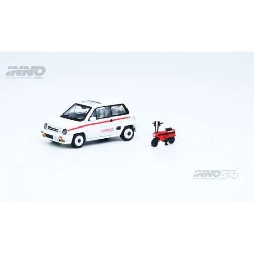 IN64CITYIIWHIMV - 1/64 1984 HONDA CITY TURBO II, WHITE MOD. VERSION WITH RED MOTOCOMPO