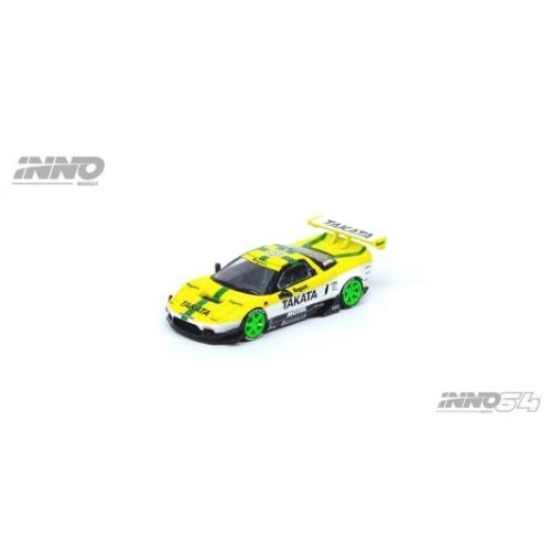 IN64NSXPTKT - 1/64 NSX NA1 ROCKET BUNNY V2 AERO TAKAKO DOME CONCEPT LIVERY, YELLOW/WHITE/BLACK/GREEN RIMS