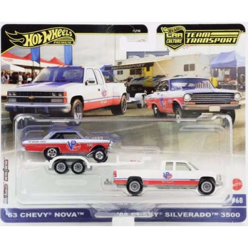 MHWFLF56-HRV42 - HOT WHEELS TEAM TRANSPORT '63 CHEVY NOVA AND '88 SILVERADO 3500 #68