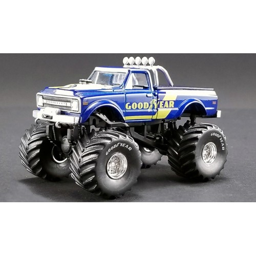 ACME51267 - 1/64 CHEVROLET K-10 GOODYEAR MONSTER TRUCK BLUE (ACME EXCLUSIVE)