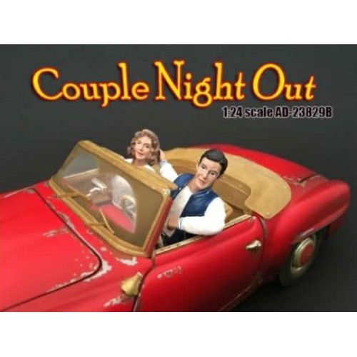 AD23829B - 1/24 COUPLES NIGHT OUT, 2 FIGURES SITTING IN A CAR.  CAR NOT INCLUDED