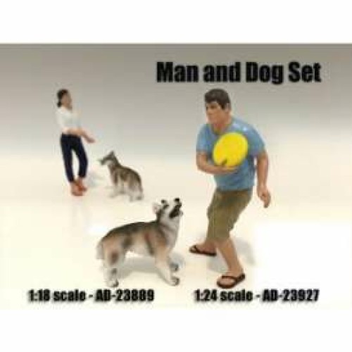 AD23889 - 1/18 MAN AND DOG (SET OF 2)
