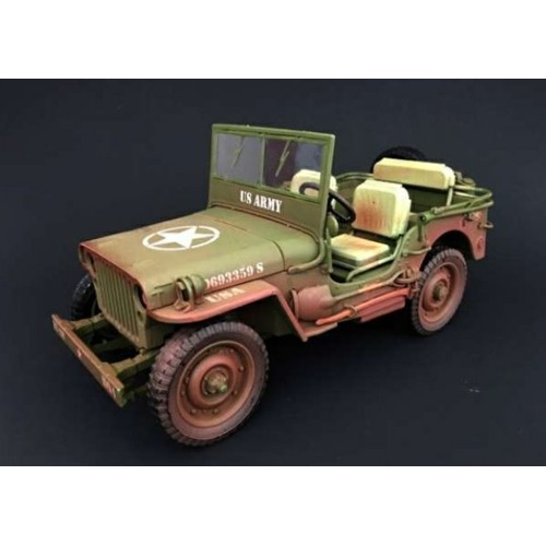 AD77404A - 1/18 1944 JEEP WILLYS US ARMY, ROUGH TERRAIN MUDDY AND GREEN