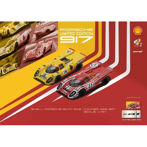 ATCYCOMBO64001 - 1/64 PORSCHE 917K SHELL COMBO LE MANS WINNER 1970 AND SHELL 24H LE MANS 1970 PIPER/VAN LENNEP NO.18 (SPARKY X TINY X SHELL)
