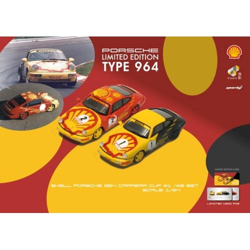 ATCYCOMBO64002 - 1/64 SHELL PORSCHE 911 (964) CUP COMBO SHELL PIRELLI NO.1 KAUFMANN AND SHELL TROPHY (SPARKY X TINY X SHELL)