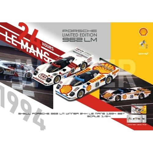 ATCYCOMBO64004 - 1/64 PORSCHE 962 LM SHELL COMBO WINNER LE MANS 1994 NO.35 AND NO.36 (SPARKY X TINY X SHELL)