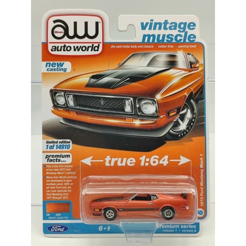 AW64352A-6 - 1/64 AUTOWORLD PREMIUM ASSORTMENT 2022 RELEASE 1 SERIES A 1973 FORD MUSTANG MACH1