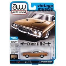 AW64382A-5 - 1/64 AUTOWORLD PREMIUM ASSORTMENT 2022 RELEASE 4 SERIES A 1974 DODGE CHALLENGER RALLYE GOLDEN HAZE WITH FLAT WHITE VINYL ROOF