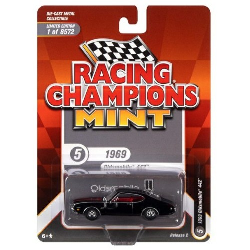 AWRC015-5 - 1/64 RACING CHAMPIONS MINT 2022 RELEASE 2 1969 OLDSMOBILE 442 BLACK AND RED