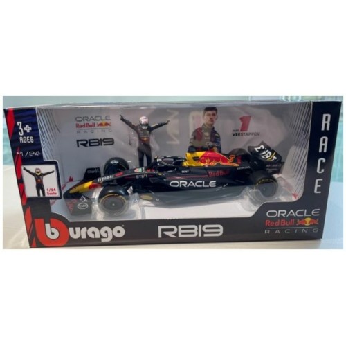 BG28036V - 1/24 RED BULL RACING RB19 2023 VERSTAPPEN CHAMP EDITION WITH FIGURE GOLD HELMET AND GOLD BOOTS