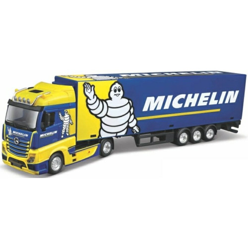 BG31480 - 1/43 MERCEDES BENZ ACTROS GIGASPACE MICHELIN STREET FIRE HAULERS W/TRAILER