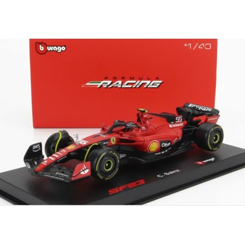 BG36835S - 1/18 FERRARI F1 NO.55 CARLOS SAINZ 2023 SEASON CAR W/HELMET AND CASE