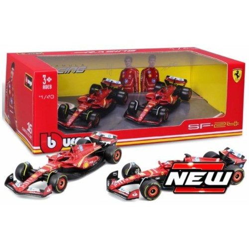 BG36839 - 1/43 FERRARI SF-24 NO.16 CHARLES LECLERC AND NO.55 CARLOS SAINZ 2024 2 CAR SET