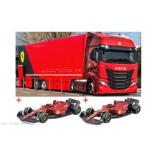 BG36847 - 1/43 FERRARI IVECO S-WAY 570 RACING TRANSPORTER WITH 2 CARS