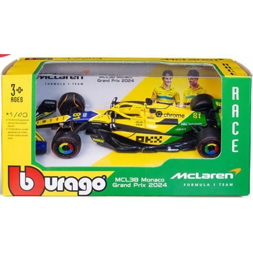 BG38214PS - 1/43 MCLAREN MCL38 F1 2024 PIASTRI SENNA LIVERY MONACO 2024 SPECIAL- CARD BOX