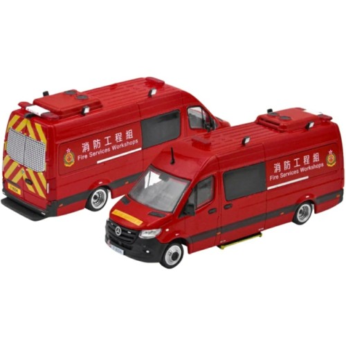 ECMB22SPR5101 - 1/64 51 MERCEDES - BENZ SPRINTER HK FIRE SERVICES CAR (WS)