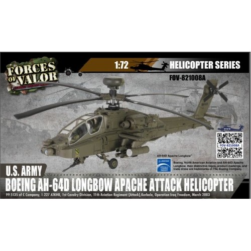 FOV821008A - 1/72 US ARMY - BOEING AH-64D LONGBOW APACHE ATTACK HELICOPTER - 99-5135 OF C COMPANY, 1-227 ATKHB, 1ST CAVALRY DIVISION, 11TH AVIATION REGIMENT, KARBALA, OPERATION IRAQ FREEDOM