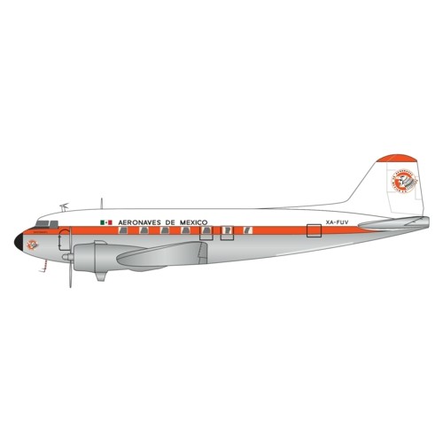 G2AMX1151 - 1/200 AERONAVES DE MEXICO DC-3 XA-FUV POLISHED BELLY
