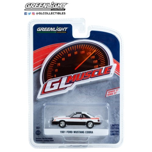 GL13320-D - 1/64 GREENLIGHT MUSCLE SERIES 27 1981 FORD MUSTANG COBRA POLAR WHITE