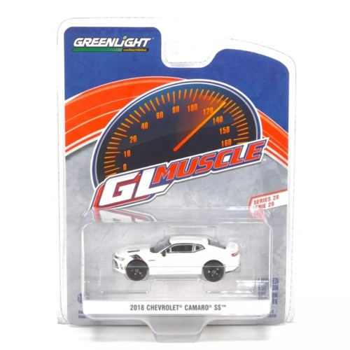 GL13350-E - 1/64 GREENLIGHT MUSCLE SERIES 28 - 2018 CHEVROLET CAMARO SS REDLINE EDITION - SILVER ICE METALLIC SOLID PACK