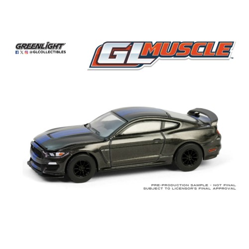 GL13360-F - 1/64 GREENLIGHT MUSCLE SERIES 29 - 2020 FORD SHELBY GT350 - MAGNETIC WITH BLUE STRIPES SOLID PACK