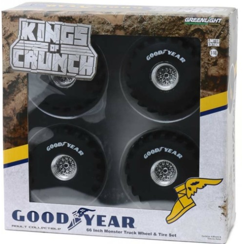 GL13547 - 1/18 KINGS OF CRUNCH - 66-INCH MONSTER TRUCK GOODYEAR WHEEL AND TIRE SET
