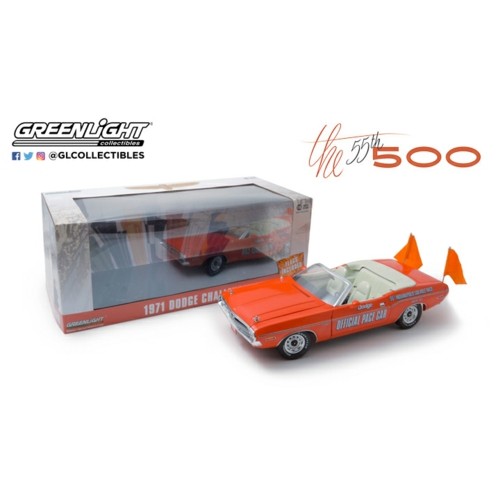 GL13569 - 1/18 1971 DODGE CHALLENGER CONVERTIBLE 55TH INDIANAPOLIS 500 MILE RACE DODGE OFFICIAL PACE CAR (WITH ORANGE FLAGS INCLUDED)
