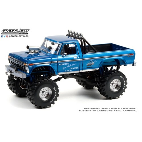 GL13605 - 1/18 KINGS OF CRUNCH - MIDWEST FOUR WHEEL DRIVE AND PERFORMANCE CENTER - 1974 FORD F-250 MONSTER TRUCK WITH 48-INCH TYRES