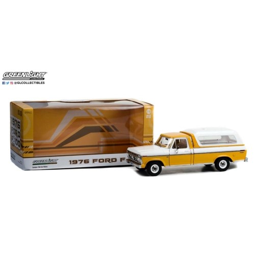 GL13621 - 1/18 1976 FORD F-100 CHROME YELLOW WITH WIMBLEDON WHITE COMBINATION TU-TONE AND DELUXE BOX COVER