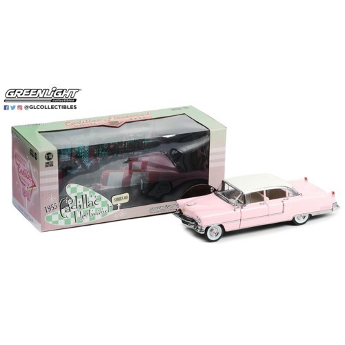 GL13648 - 1/18 1955 CADILLAC FLEETWOOD SERIES 60 PINK WITH WHITE ROOF