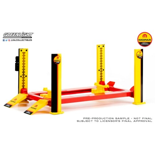 GL13649 - 1/18 FOUR-POST LIFT - MOPAR PARTS AND ACCESSORIES YELLOW/RED