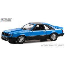 GL13679 - 1/18 1981 FORD MUSTANG COBRA T-TOP - MEDIUM BLUE WITH LIGHT BLUE COBRA HOOFD GRAPHICS AND STRIPE TREATMENT