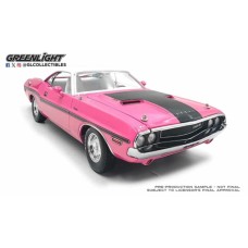 GL13699 - 1/18 1970 DODGE CHALLENGER R/T HARDTOP 440 SIX PACK - PANTHER PINK WITH WHITE TOP AND WHITE INTERIOR