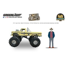 GL13715 - 1/18 KINGS OF CRUNCH - BIGFOOT NO.1 50TH ANNIVERSARY - 1974 FORD F-250 MONSTER TRUCK  GOLD CHROME WITH BOB CHANDLER STANDING FIGURE - LIMITED EDITION