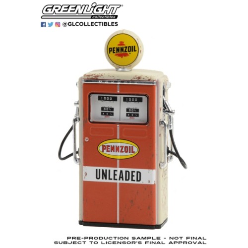GL14140-C - 1/18 VINTAGE GAS PUMPS SERIES 14 - 1954 TOKHEIM 350 TWIN GAS PUMP PENNZOIL UNLEADED (WEATHERED) SOLID PACK