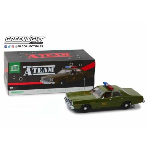 GL19053 - 1/18 ARTISAN COLLECTION - THE A-TEAM (1983-87 TV SERIES) - 1977 PLYMOUTH FURY U.S. ARMY POLICE (RE-RUN)