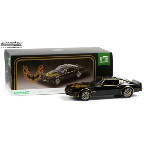 GL19098 - 1/18 1977 PONTIAC FIREBIRD TRANS AM STARLITE BLACK WITH GOLDEN EAGLE HOOD - ARTISAN COLLECTION