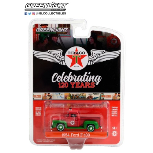 GL28120-A - 1/64 ANNIVERSARY COLLECTION SERIES 15 1954 FORD F-100 RED AND GREEN TEXACO CELEBRATING 120 YEARS