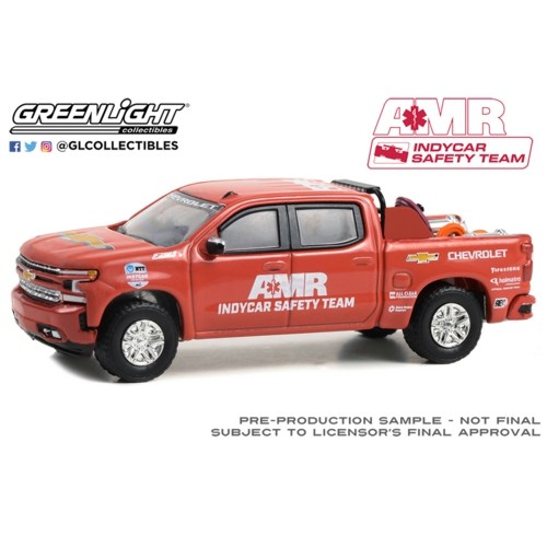 GL30404 - 1/64 2021 CHEVROLET SILVERADO 2021 NTT INDYCAR SERIES AMR INDYCAR SAFETY TEAM IN RED WITH EQUIPMENT IN TRUCK BED