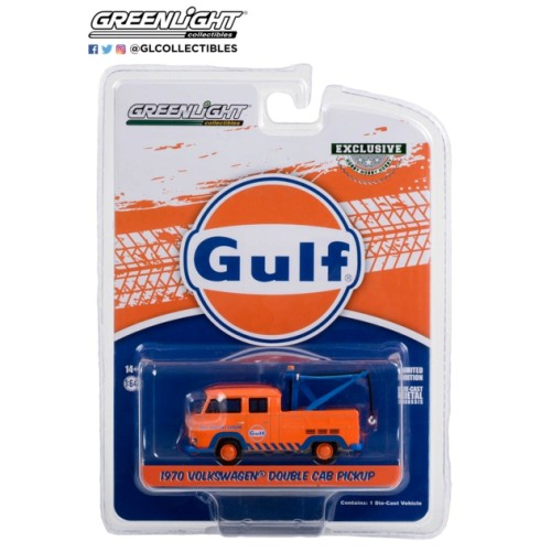 GL30412 - 1/64 1970 VW DOUBLE CAB PICKUP WITH DROP TOW HOOK GULF OIL THAT GOOD STUFF GASOLINE (HOBBY EXCLUSIVE)