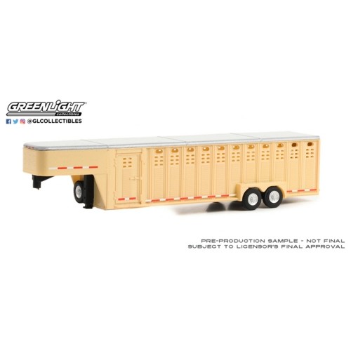 GL30420 - 1/64 HITCH AND TOW TRAILERS 26 FOOT VERTICAL THREE HOLE GOOSENECK LIVESTOCK TRAILER BEIGE (HOBBY EXCLUSIVE)