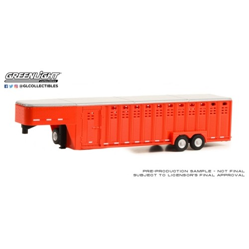 GL30421 - 1/64 HITCH AND TOW TRAILERS 26 FOOT VERTICAL THREE HOLE GOOSENECK LIVESTOCK TRAILER RED (HOBBY EXCLUSIVE)