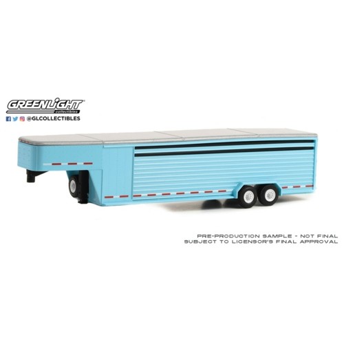 GL30422 - 1/64 HITCH AND TOW TRAILERS 26 FOOT CONTINUOUS GOOSENECK LIVESTOCK TRAILER LIGHT BLUE (HOBBY EXCLUSIVE)