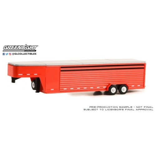 GL30423 - 1/64 HITCH AND TOW TRAILERS 26 FOOT CONTINUOUS GOOSENECK LIVESTOCK TRAILER RED (HOBBY EXCLUSIVE)