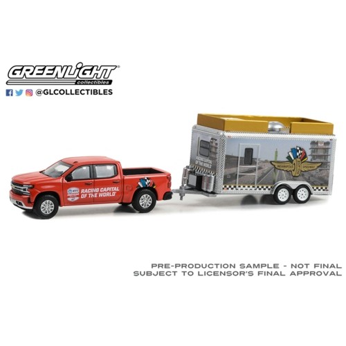 GL30456 - 1/64 HITCH AND TOW - 2023 CHEVROLET SILVERADO AND INDIANAPOLIS MOTOR SPEEDWAY TRAILER (HOBBY EXCLUSIVE)