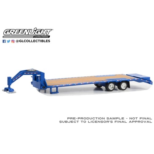 GL30466 - 1/64  GOOSENECK TRAILER - BLUE WITH RED AND WHITE CONSPICUITY STRIPES